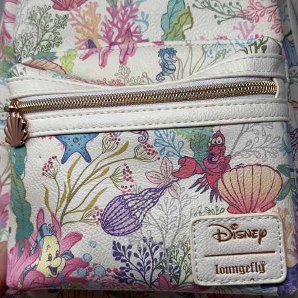 Disney Loungefly Ariel Under the Sea Mini Backpack Seashell Floral Pastel main image 16